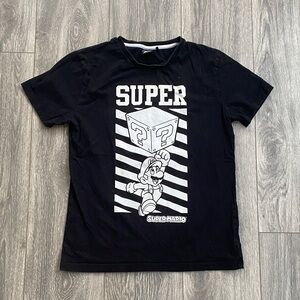 Next - Kids 100% Cotton Black Super Mario Short Sleeve Graphic Tee - Size 12